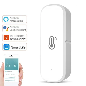 Smart Temperatūras Un Mitruma Sensors WiFi Remote APP displejs Smart Home var SmartLife WorkWith Alexa, Google Palīgs