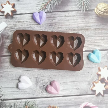 Jaunā Šokolādes Sirds Formās 8 Dobumā Mīlestības Formas Silikona Kāzu Konfektes Cepšanas Veidnes Kūku Rotājumi Kūka Pelējuma 3D DIY
