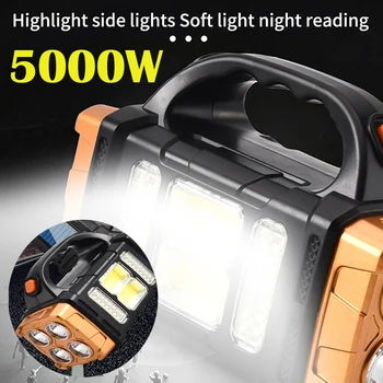 Portatīvo Spēcīgs Saules LED Lukturīti Ar COB Darbi Gaismas USB Uzlādējams Rokas 4 Apgaismojuma Režīmi Āra Saules Lāpu Gaismas