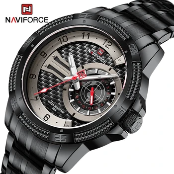 NAVIFOCE Modes Biznesa Kvarca Cilvēka rokas Pulkstenis 3ATM Ūdensizturīgs Nerūsējošā Tērauda Watchband Pulksteņi Vīriešiem ar Datumu Mazo Skalu