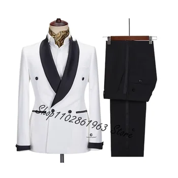 Elegants Vīriešu Uzvalki, Žaketes Bikses 2 Gabali Oficiālu Līgavainis Kāzu svinības Tuxedos Slim Fit Dizaina Vīriešu Žakete Kostīmu Homme Mariage