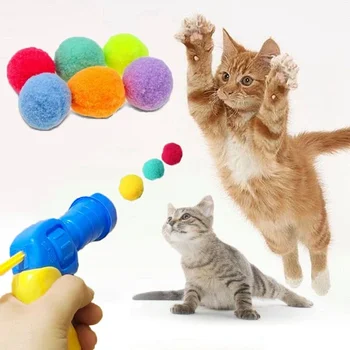 Funny Kaķis Interaktīva Rotaļa ar plīša bumba Mācību Rotaļlietu Radošo Kaķēni Mini Pompoms Spēles, Rotaļlietas Mājdzīvniekiem Piederumi Rotaļlietas Kaķis