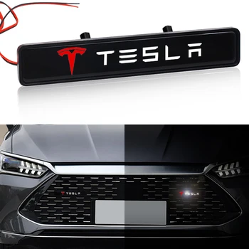 Automašīnu Dekoratīvie Gaismas LED Priekšējā Pārsega Restes Emblēma, Emblēmu, Dekoru, Lai Tesla Model 3 2022 S X Y Stila Roadster Iebrucējs Spole Mod ZVAIGZNES