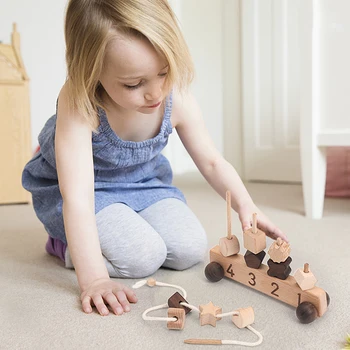 1 Iestatiet Koka Auto Izziņas Vītne Montessori Rotaļlietas, Spēles Veidošanas Bloki Izglītības Bērniem Puzzle Rotaļlieta Bērniem, Dzimšanas Diena Dāvanas