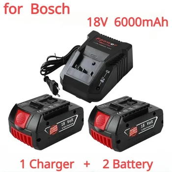 18V Akumulatoru, Bosch 6.0 Ah par Bosch Elektrisko Urbi 18V, Uzlādējams Litija jonu Akumulators BAT609 BAT609G BAT618 BAT618G BAT614 Lādētāju