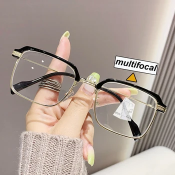 Jaunā Stila Progresējoša Multifokāla Lasīšanas Brilles Luksusa Pusi Kadra Laukumā Pie Daudz Briļļu Modes Retro Sievietes Vīrieši HD vecuma tālredzība