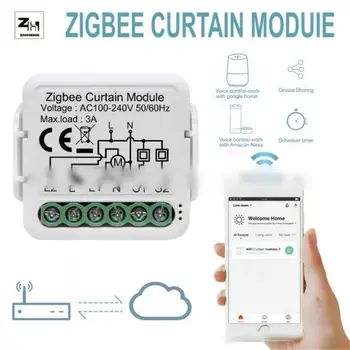Tuya ZigBee Smart Aizkaru Maiņa Moduli, Rullo Žalūzijas, Slēģus Elektromotoru 1/2 Banda APP Tālvadības Alexa, Google Home
