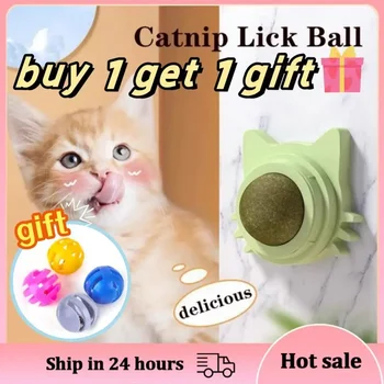 Catnip Bumbu Licking Fun Cat Toy Self-prieks Uz Sienas Pet Enerģijas Bumbu Kaķis Artefakts Grozāms Catnip Bumbu Cat Aksesuāri