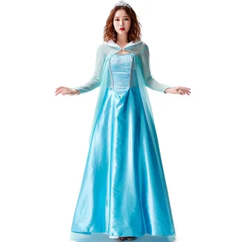 Saldēti Elsa Princese Kleita Cosplay Anime Zilais Elsa Kostīmu Pieaugušo Sniega Karaliene Tērpu Halloween Karnevāls Saldēti Posmā Rolelay Komplekti