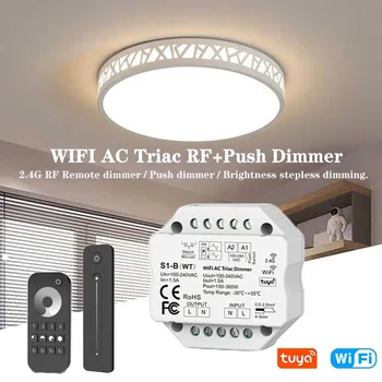 TUYA WIFI AC Triac RF + Push reostats LED Reostats Slēdzis 110V, 220V (RF) Tālvadības pults F Echo Plus Google Home Balss Vadība