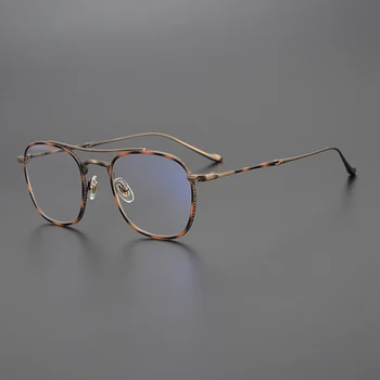 Tīra Titāna Dubulto Staru Vīriešu Brilles Vintage Laukumā Optiskās Brilles Rāmis Sievietēm moderns Pilna Loka Tuvredzība Brilles