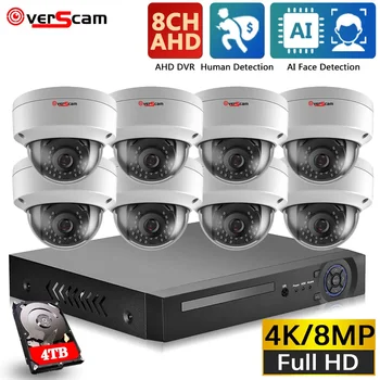 8CH 4K AHD CCTV DVR Sistēma 8MP Drošības Kameras IS Iekštelpu Ūdensizturīgs Āra CCTV Video Novērošanas Komplekts Sejas Kustības Detektoru,