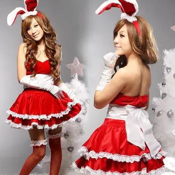 Vairumtirdzniecības dropshipping Ziemassvētku kostīms, sarkans bunny girl vadošo dejotāju sniegumu apģērbs, fotogrāfiju, kostīmu.