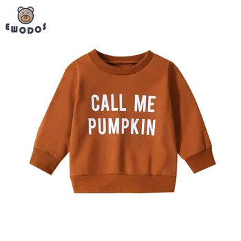 EWODOS Toddler Bērnu Bērniem Halloween sporta Krekls Vēstuli Izdrukāt, Apaļu Kakla garām Piedurknēm Apkakli Rudens Topi Toddler Cute Apģērbs