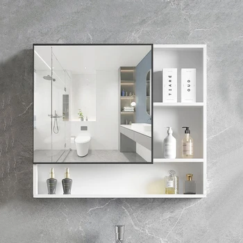 Alumīnija sakausējuma spogulis kabinets, saprātīga uzglabāšanas kamera，uzglabāšanas kamera, 50cm nelielā dzīvoklī pie sienas tualetes kabinets