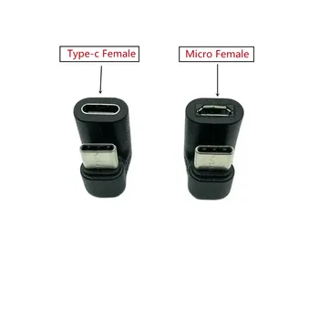 USB 3.1 Vīriešu Micro USB Female Extension 180 Grādu Tiesības Leņķveida Tipa K Tipa k Paplašināšanu un Adapteri Mobilo Telefonu, Planšetdatoru