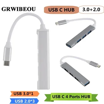 USB C HUB USB 3.0 3.1 Tips C 4 Portu Sadalītājs Daudzu OTG Adapteri, Lai Xiaomi Lenovo Macbook Pro Air DATORU, Datoru, Notebook Piederumu