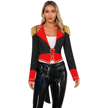 Cirks Sen Tailcoat Sievietēm Ilgi SleeveDouble-Krūšu Tailcoat Cirka Ringmaster Cosplay Tērpu Halloween Cosplay Virsdrēbes