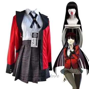 Kakegurui Jabami Yumeko Cosplay Tērpu Halloween Sayaka Piespiedu Spēlētājs Anime Skolā Meitene Kroku Svārki Vienotu Pilns Komplekts
