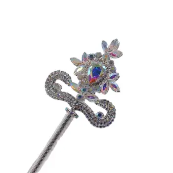 Modes Dieviete Metāla Ziedi Ar Rhinestones Burvju Nūjiņu Skaistums Grezna Izrāde Aksesuāri