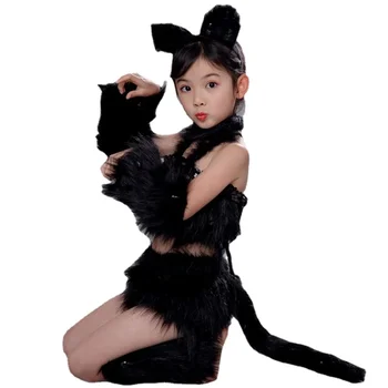 4 Krāsas Kaķis Cosplay Meitenēm Seksīgu Kaķu Cos Dzīvnieku Kostīmi Tērpi Bērniem Halloween Deju Tērpi Bērniem