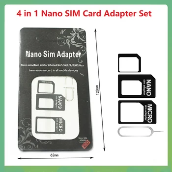 10 Uzstādīt Nano SIM Kartes Adapteri Kit For IPhone 5 6 7 Huawei Xiaomi Android Viedtālrunis Savienotājs 4 in 1 Karšu Turētājs, Universālā Slota