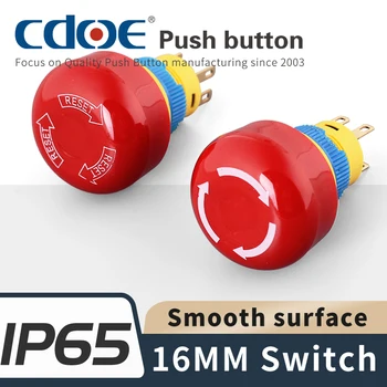 16mm plastmasas ip65 1no1nc parasti cieši rotācijas sarkano avārijas stop slēdzi lifta pogu