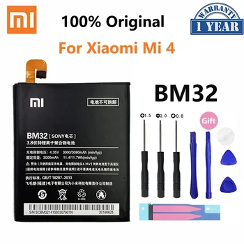 100% Oriģinālā Xiao mi BM32 3000mAh Akumulatoru Xiaomi Mi 4 Xiaomi4 Mi4 M4 Augstas Kvalitātes Tālruņa Baterijas Nomaiņa