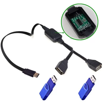 20CM C tipa OTG kabelis, adapteris,1 vīriešu spraudni 2 USB2.0 sieviete, Dual datu pārsūtīšanas konvertors 30CM 40CM