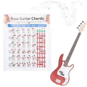 Bass Ģitāras Akordi Diagrammas 4-String Iesācējs Pirkstu Prakse Mūzikas Instrumentu Piederumi