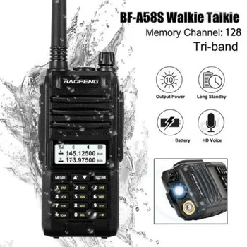 Sākotnējā Baofeng BF-A58S Tri-Band Walkie Talkie 136-174/200-260/400-520MHz Portatīvo divvirzienu Radio ar Akumulatoru, Lādētāju Eearphone