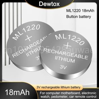 1-5GAB ML1220 Monēta Šūnu 3 v Baterijas ar Mangāna Li-jonu Uzlādējamas Pogu Akumulatora Skatīties Šūnas ML 1220 Aizstāj CR1220