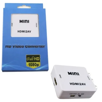 NEWHDMI2AV Atbalsta NTSC PAL HDMI, AV Scaler Adapteris HD Video Converter Box HDMI, RCA AV/CVSB L/R Video 1080P ar Mazumtirdzniecības Kastē
