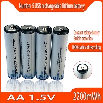 AA Uzlādējamas Baterijas 2200mWh USB 1,5 V Uzlādējams Li-ion akumulators Tālvadības pults, Peles Maziem Ventilatora Elektriskās Rotaļlietas Baterijas