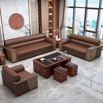 Vienkārši birojs dīvāns sanāksmē uzņēmējdarbības mūsdienu Ķīniešu dīvāna, trīs-personu, kafijas tabulu