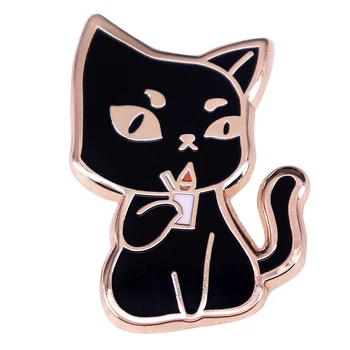 A2787 Punk Melnais Kaķis, Piespraudes Gothic Dzīvnieku Emaljas Pin Džinsa Auduma Mugursoma Apģērbu Apdare, Nozīmītes Rotaslietas