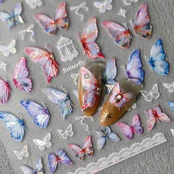 Krāsains Ilūziju Zelta Polarizētās Butterfly 3D pašlīmējošās Nail Art Rotājumi Uzlīmes Maigu Manikīra Uzlīmes Vairumtirdzniecība