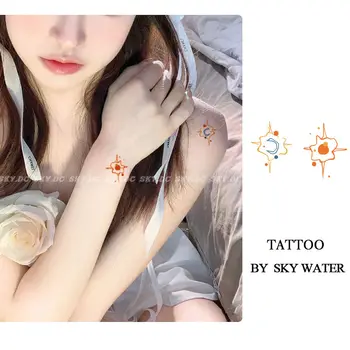 Mākslas Ģeometriskā Saule, Mēness Līnijas Meitene Tatto Tetovējumu Uzlīmes Festivāls Ūdensnecaurlaidīgus Pagaidu Tetovējumiem Tetovējums Gudrs Uzlīme Viltus Hotwife