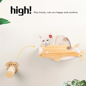 DIY Sienas Uzstādīts Kaķis Kāpšanas Rāmis no Priedes masīvkoka Kaķis Karājas Gultas Lekt Platformas Kaķis Scratchers Kāpšanas Pastu Pet Mēbeles