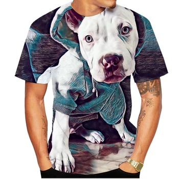 2023 Jauno Vasaras 3D Pitbull Suns Atdzist Dizaina T Krekls Vīriešiem Topi Hipster Tees Zēns Krāsošana Cilvēks Gadījuma T-krekls