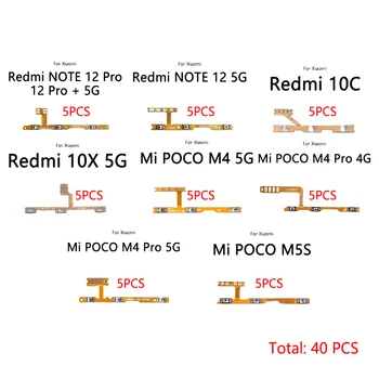 40PCS Par Xiaomi Redmi 10X, ŅEMIET vērā, 12 Pro 10.C Mi POCO M4 Pro M5S Barošanas Slēdzis, Skaļuma regulēšanas Poga Mute On / Off Flex Kabelis