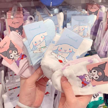 Kawaii Sanrio Zeķes Kuromi Cinnamoroll Korejas Karikatūra Meitenes Elpojošs Vasaras Zeķes Cute Anime Kokvilnas Zeķes