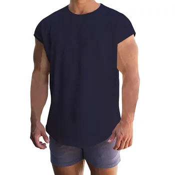 Vīriešu Elpojošs T Krekls bez Piedurknēm Topi Slim Modes Vasaras Apaļu Kakla Īsām Piedurknēm Mākslas Glezniecības Tendence Pamata Augšu