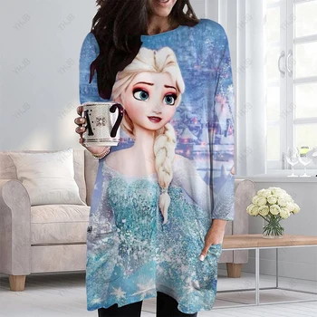 2023 Rudens Sieviešu Jaunā 3d Džemperi, T-krekls, Pulovers garām piedurknēm, Disney Princess Drukāt Harajuku Stils Lielu Brīvs Apģērbs