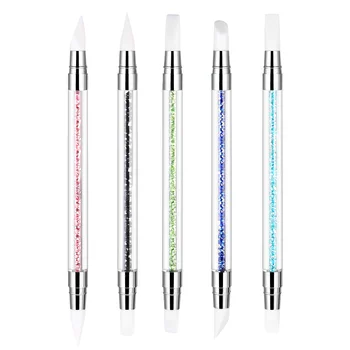 Silīcija Basting Suku Nail Art Silikona Smalkas Otas Krāsošanas Dotting Pildspalvas Gēla Komplekts Poļu