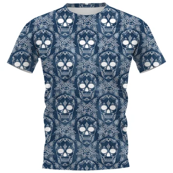 HX Modes Vīriešu T-krekls Havaju Vintage Modelis Galvaskausa 3D Iespiests T-krekli Vasaras Gadījuma t-veida Pulovers Topi, Vīriešu Apģērbs