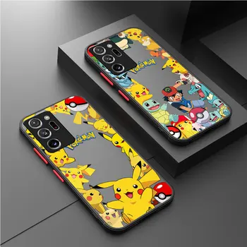 Case for Samsung Galaxy S20 S21, Ņemiet vērā, 10, Ņemiet vērā, 20 Ultra 10 Plus 8 9 S22 S23 Matēts Anime Pokemon Pikachue Silikona Silikona Vāciņu