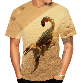 Vasaras 3d Druka T Kreklu Modes Vīriešiem ar Īsām Piedurknēm T-krekls Hip Hop Streetwear Smieklīgi Scorpion Iespiests T Krekli