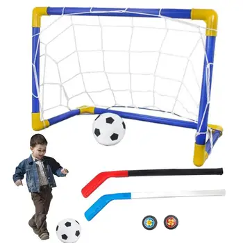 Lidināties Futbola Rotaļlietu Komplekts Anti-Bump Augsta Elastība 2 In 1 Mini Futbols, Hokejs Komplekts Bērniem Iekštelpu Mērķi Iekštelpu Mini Mērķis Sporta Komplekts