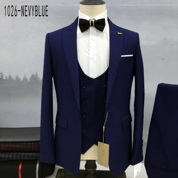2023 Jaunu Vīriešu Uzstādīt Modes Biznesa Slim Fit Trīs Gabals Kāzu Līgavainis, Labākais Cilvēks Balli Tailcoat Apģērbs (Jaka+Tvertnes Augšpusē+Bikses)